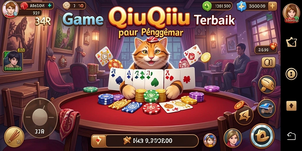 Tampilan gameplay seru 34R saat bermain QiuQiu dengan teman.