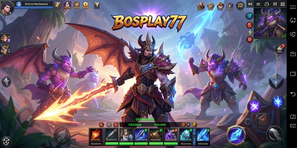 Screenshot gameplay BOSPLAY77 yang menunjukkan aksi menarik dalam pertempuran MMORPG.