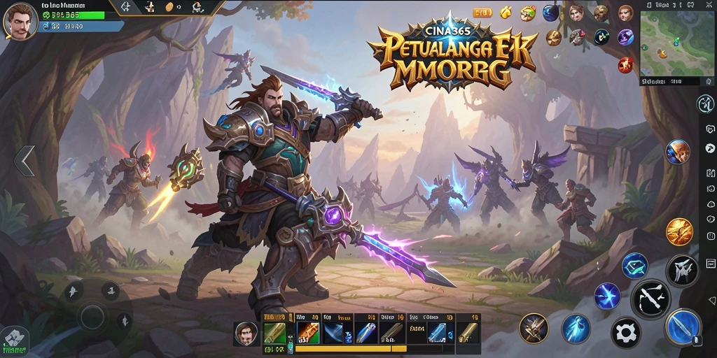 Tangkapan layar CINA365 menampilkan pertempuran sengit dalam dunia MMORPG.