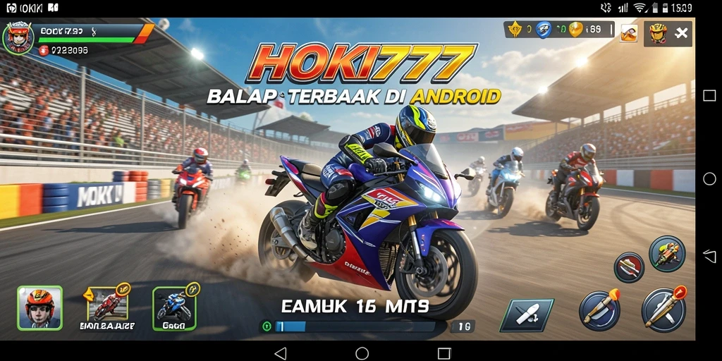 Tampilan gameplay yang seru dalam HOKI777 saat balap motor.