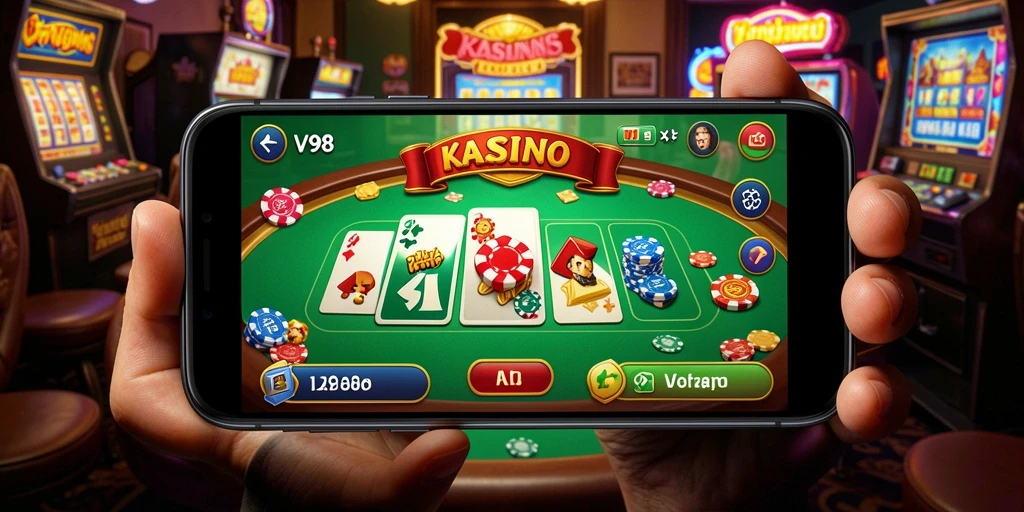 Screenshot V98 menampilkan gameplay menarik dan fitur interaktif kasino.