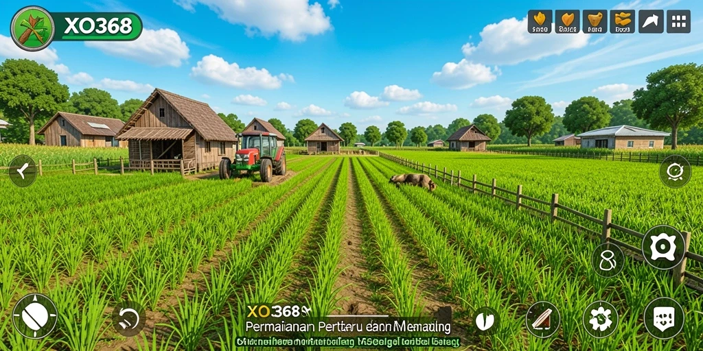 Tampilan gameplay <strong>XO368</strong> yang menarik dan penuh warna dalam pertanian.